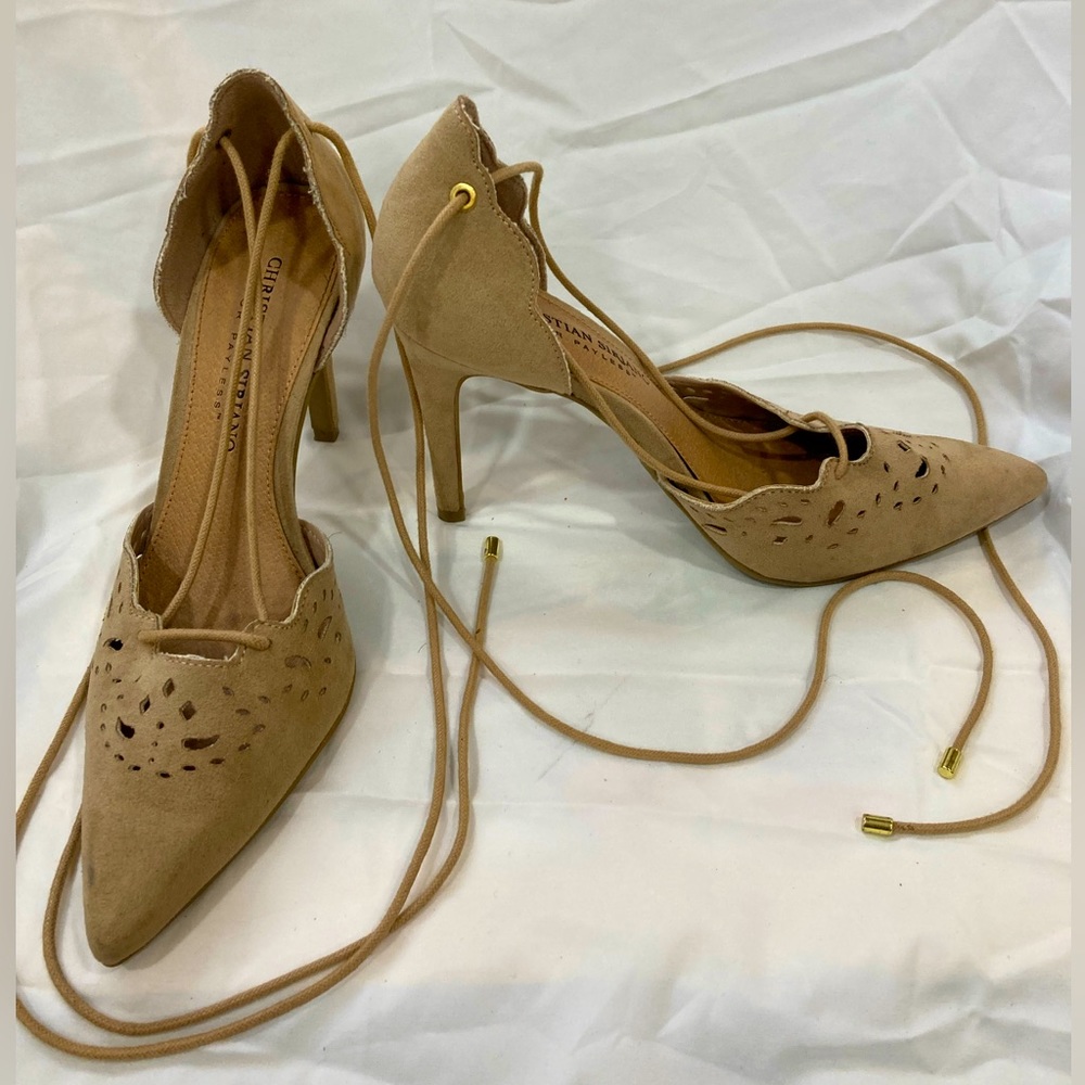 Nude Lace-up Heels (size 6)